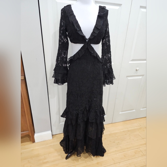 ~SOLD~ Dolls Kill Current Mood Witchy The Rumors Black Lace Cut Out Maxi Dress S - Picture 14 of 14
